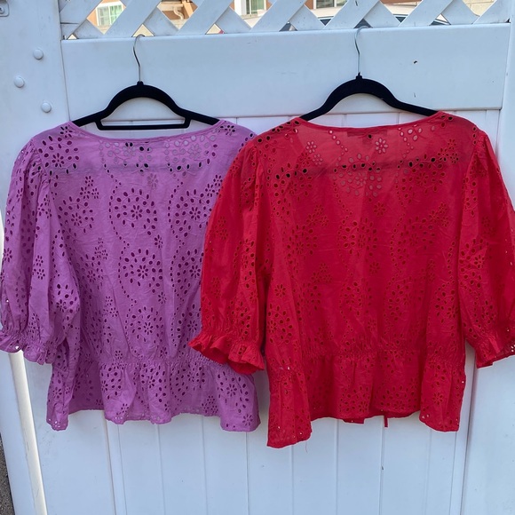 Marc New York Eyelet Blouse Set - Red and Purple - Picture 6 of 10
